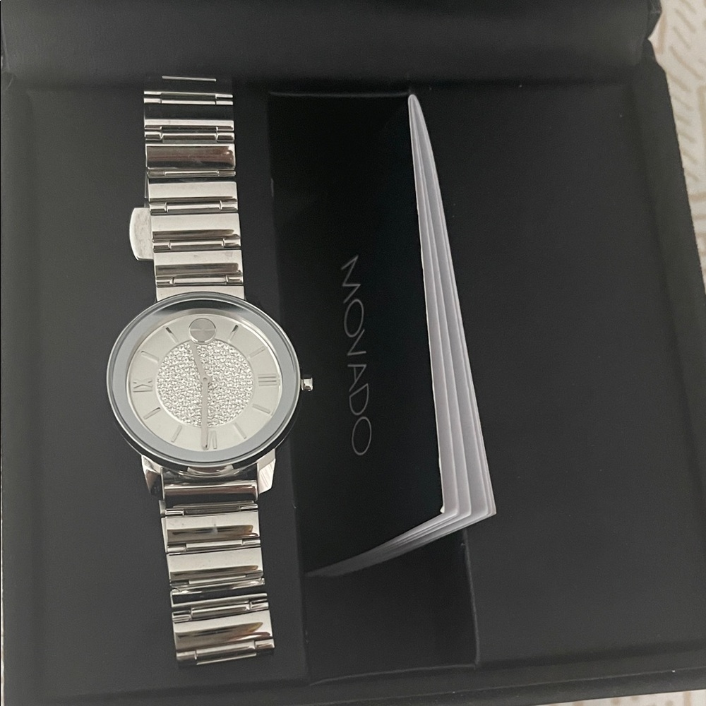 Movado Silver Timepiece with Crystal Accents - Picture 1 of 8